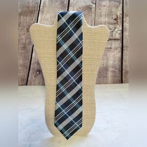 Perry Ellis Portfolio Tie Necktie Silk Blue Plaid Checks Silk Classic Style